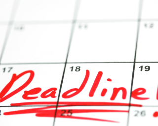 Calendar with the word "deadline!" across the days underlined in red