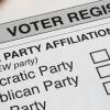 A section of the voter registration form that identifies the parties. Democratic, Republican, other. 