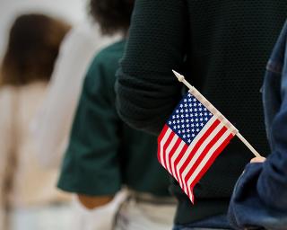 polling place Voters in line at a polling place